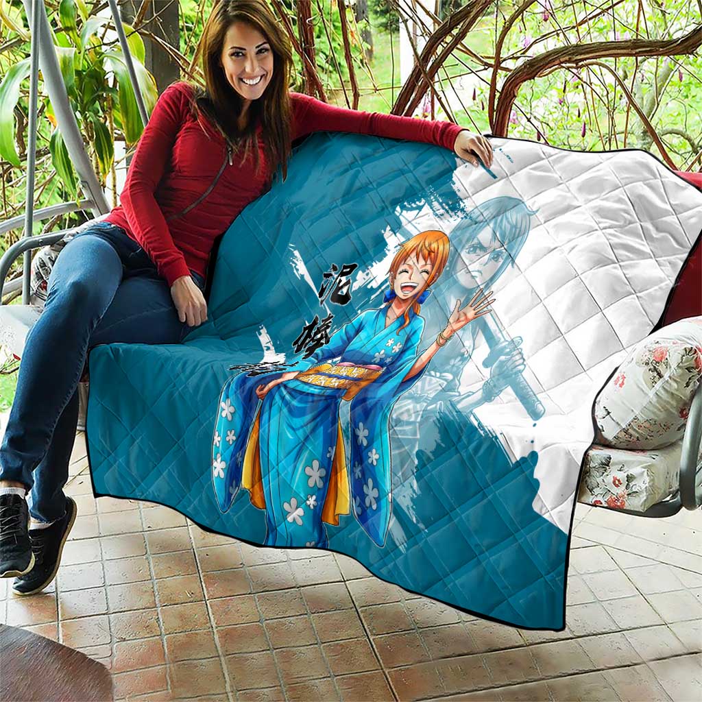 Wano Navigator Nami Quilt Floral Kimono Anime Brush Art