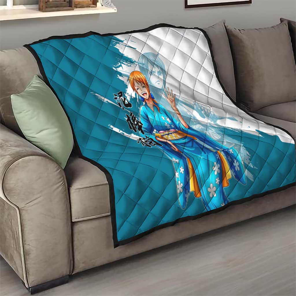 Wano Navigator Nami Quilt Floral Kimono Anime Brush Art