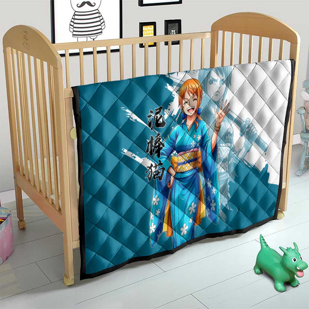 Wano Navigator Nami Quilt Floral Kimono Anime Brush Art