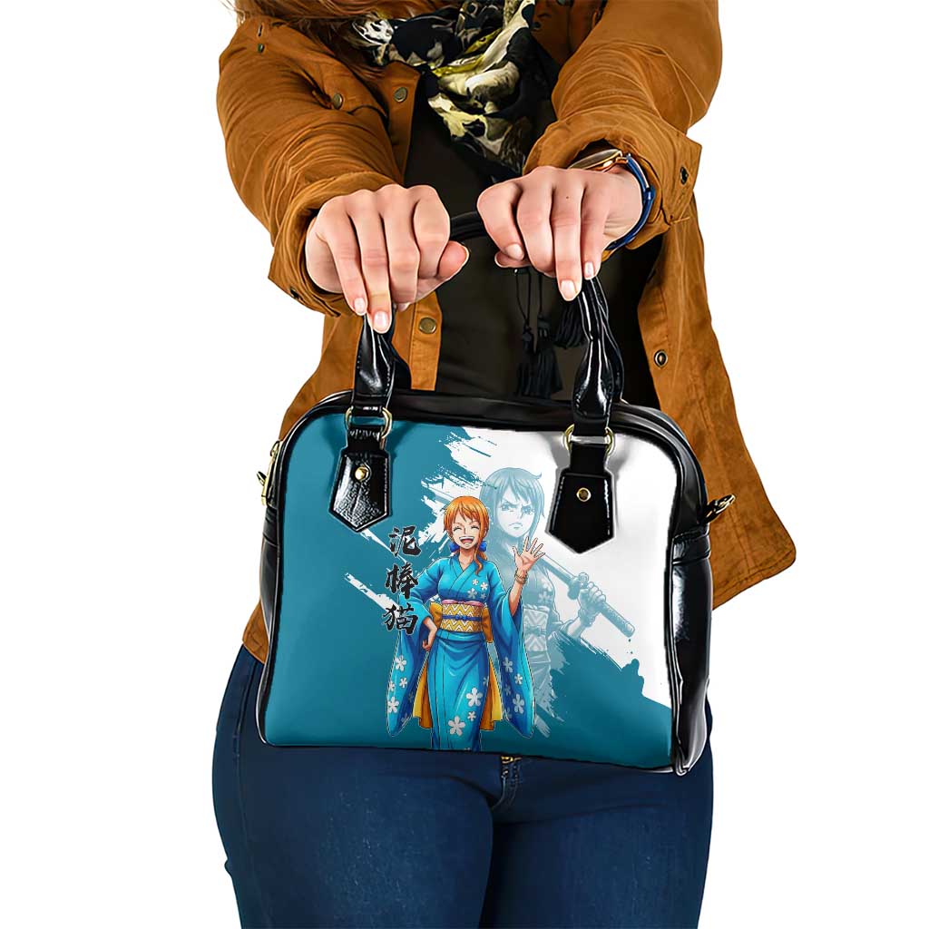 Wano Navigator Nami Shoulder Handbag Floral Kimono Anime Brush Art