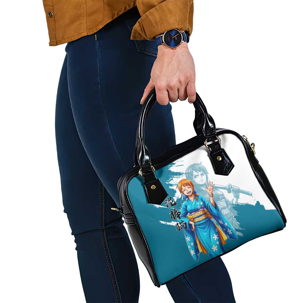 Wano Navigator Nami Shoulder Handbag Floral Kimono Anime Brush Art