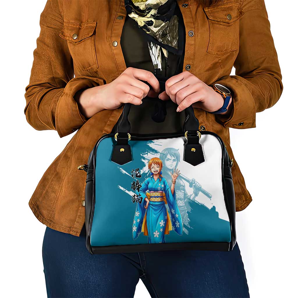 Wano Navigator Nami Shoulder Handbag Floral Kimono Anime Brush Art