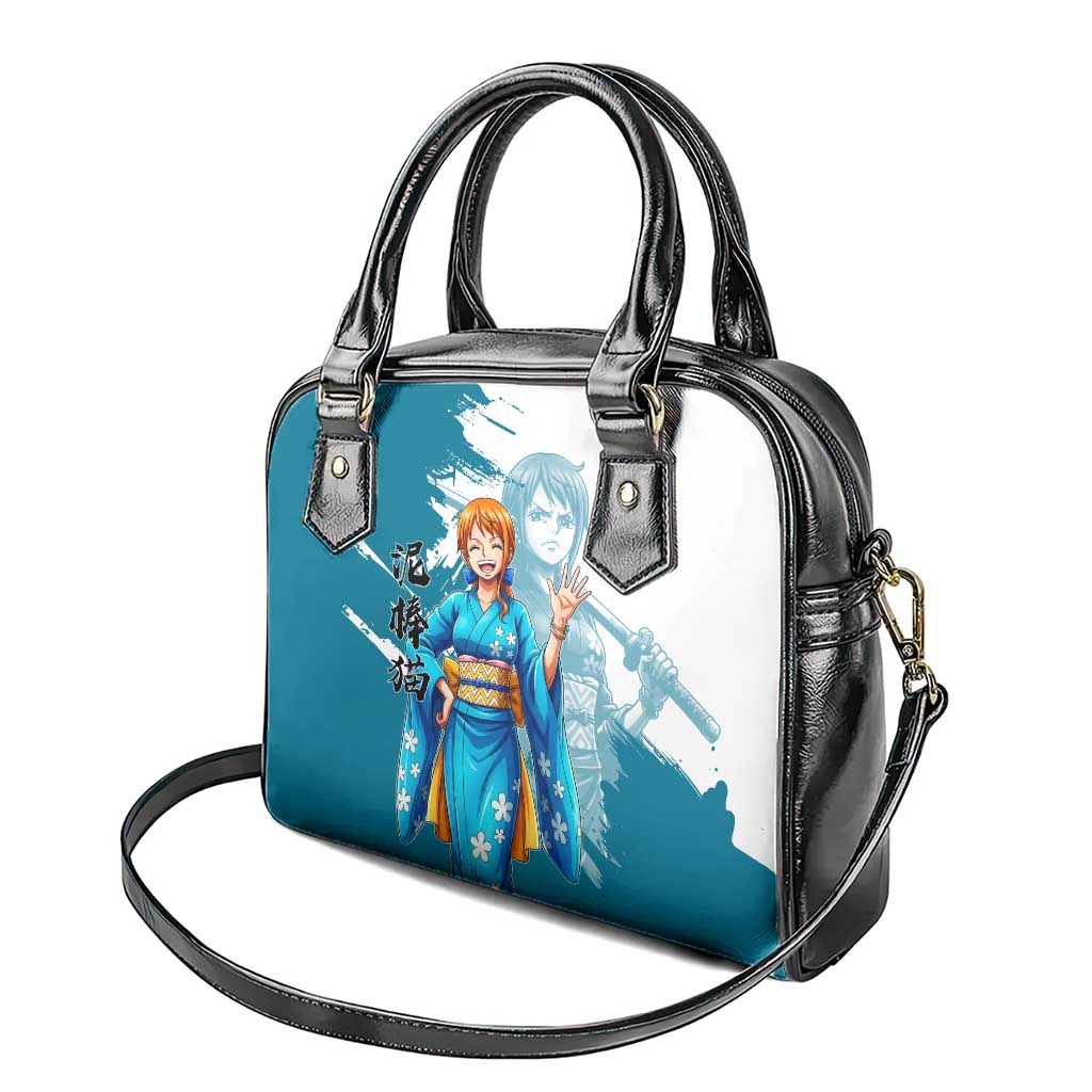 Wano Navigator Nami Shoulder Handbag Floral Kimono Anime Brush Art
