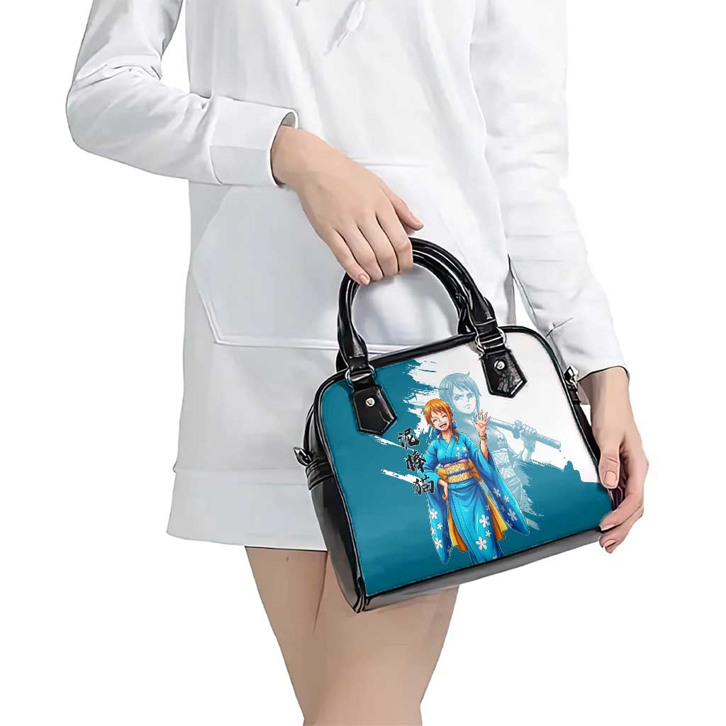 Wano Navigator Nami Shoulder Handbag Floral Kimono Anime Brush Art