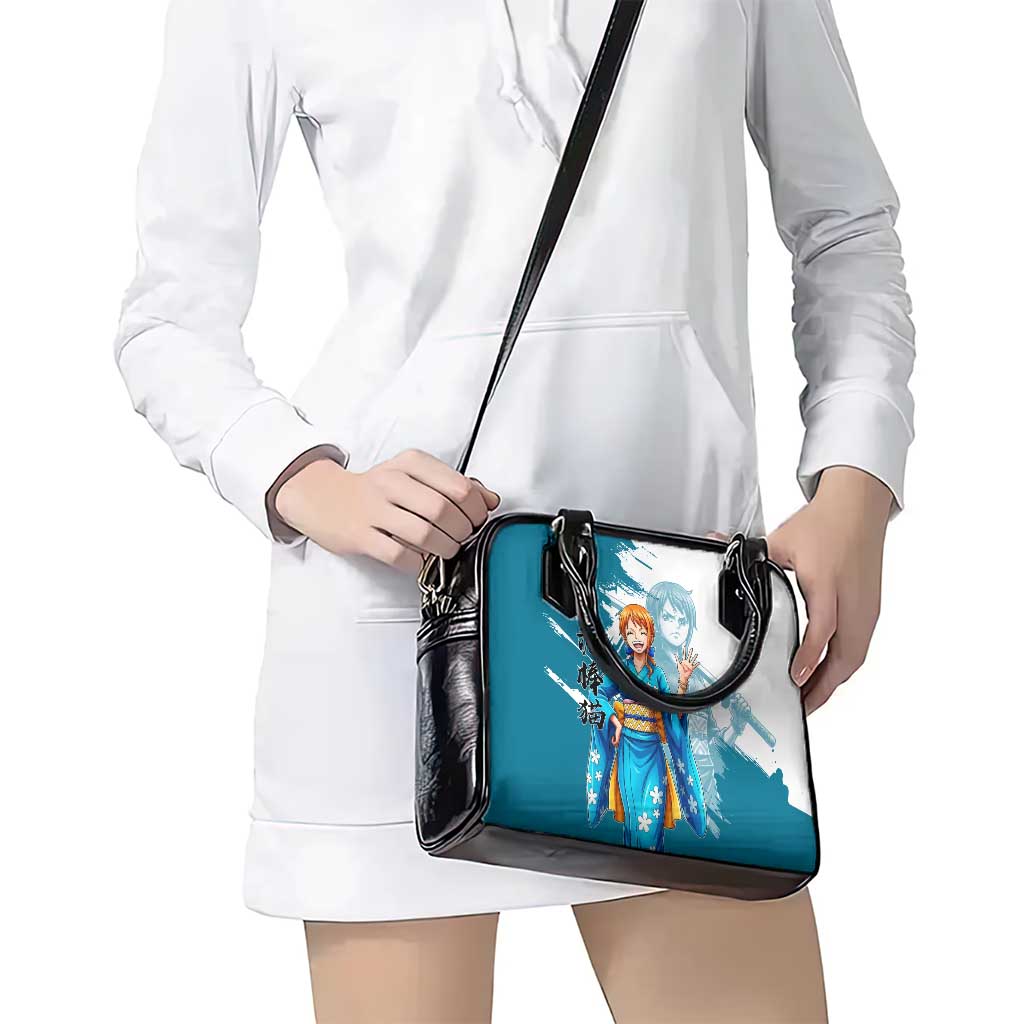 Wano Navigator Nami Shoulder Handbag Floral Kimono Anime Brush Art
