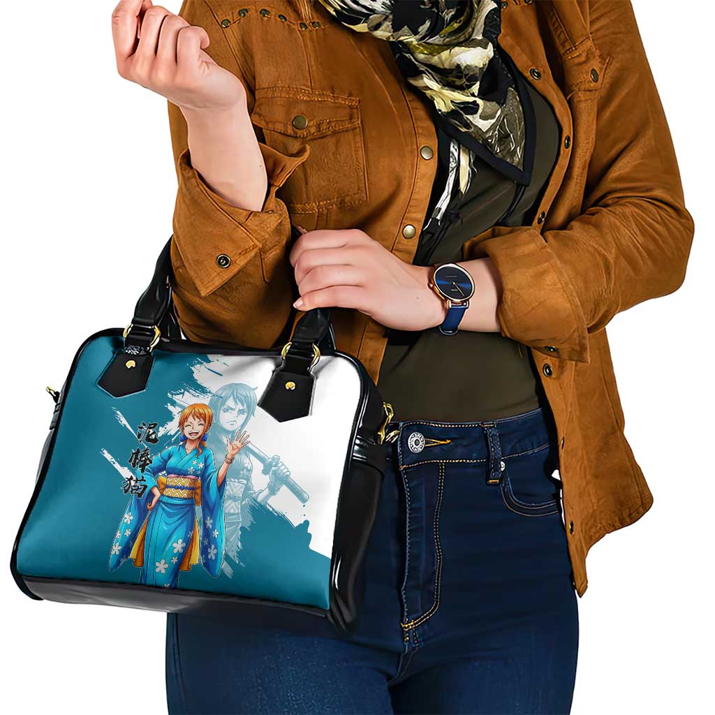 Wano Navigator Nami Shoulder Handbag Floral Kimono Anime Brush Art