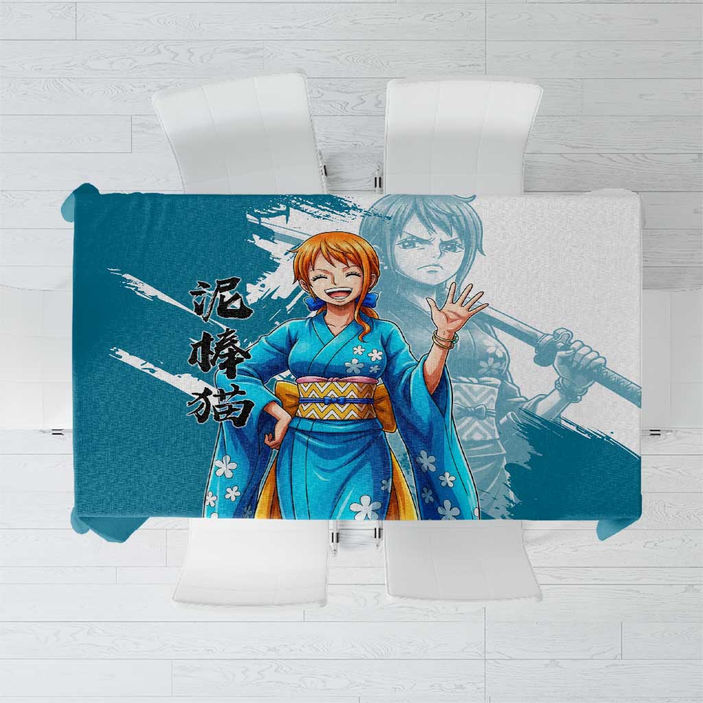Wano Navigator Nami Tablecloth Floral Kimono Anime Brush Art