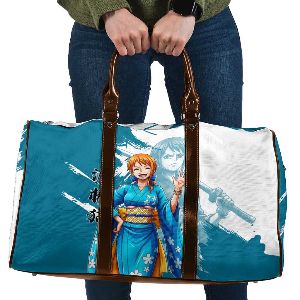 Wano Navigator Nami Travel Bag Floral Kimono Anime Brush Art