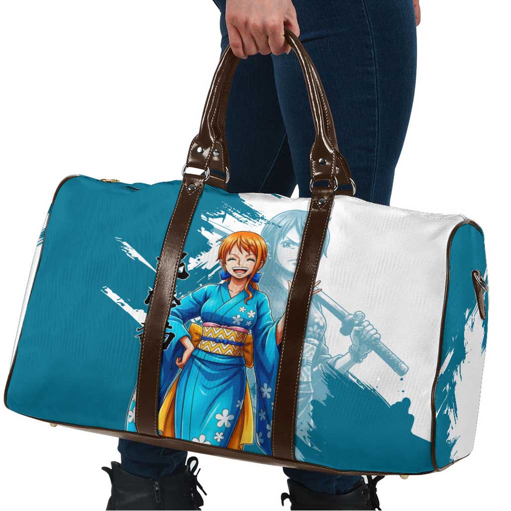 Wano Navigator Nami Travel Bag Floral Kimono Anime Brush Art