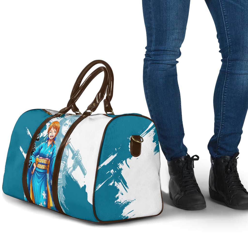 Wano Navigator Nami Travel Bag Floral Kimono Anime Brush Art