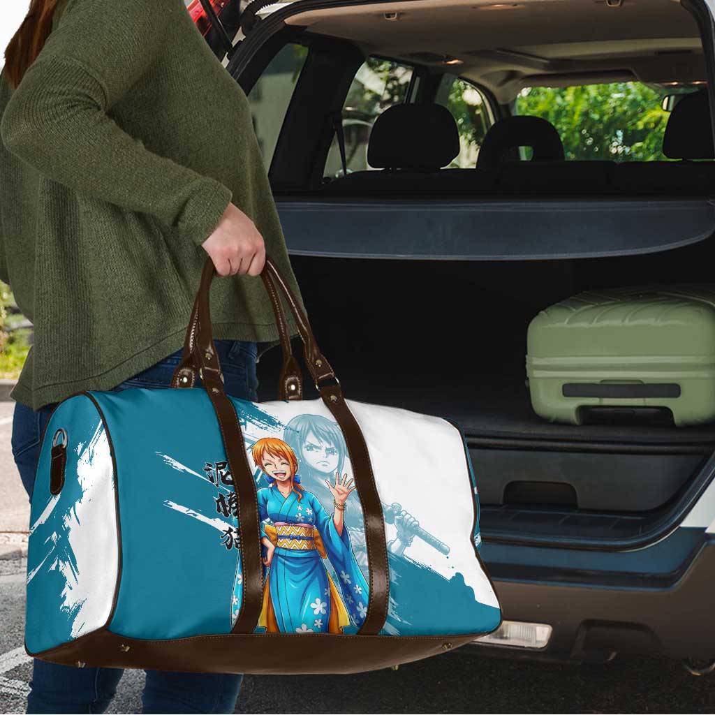Wano Navigator Nami Travel Bag Floral Kimono Anime Brush Art