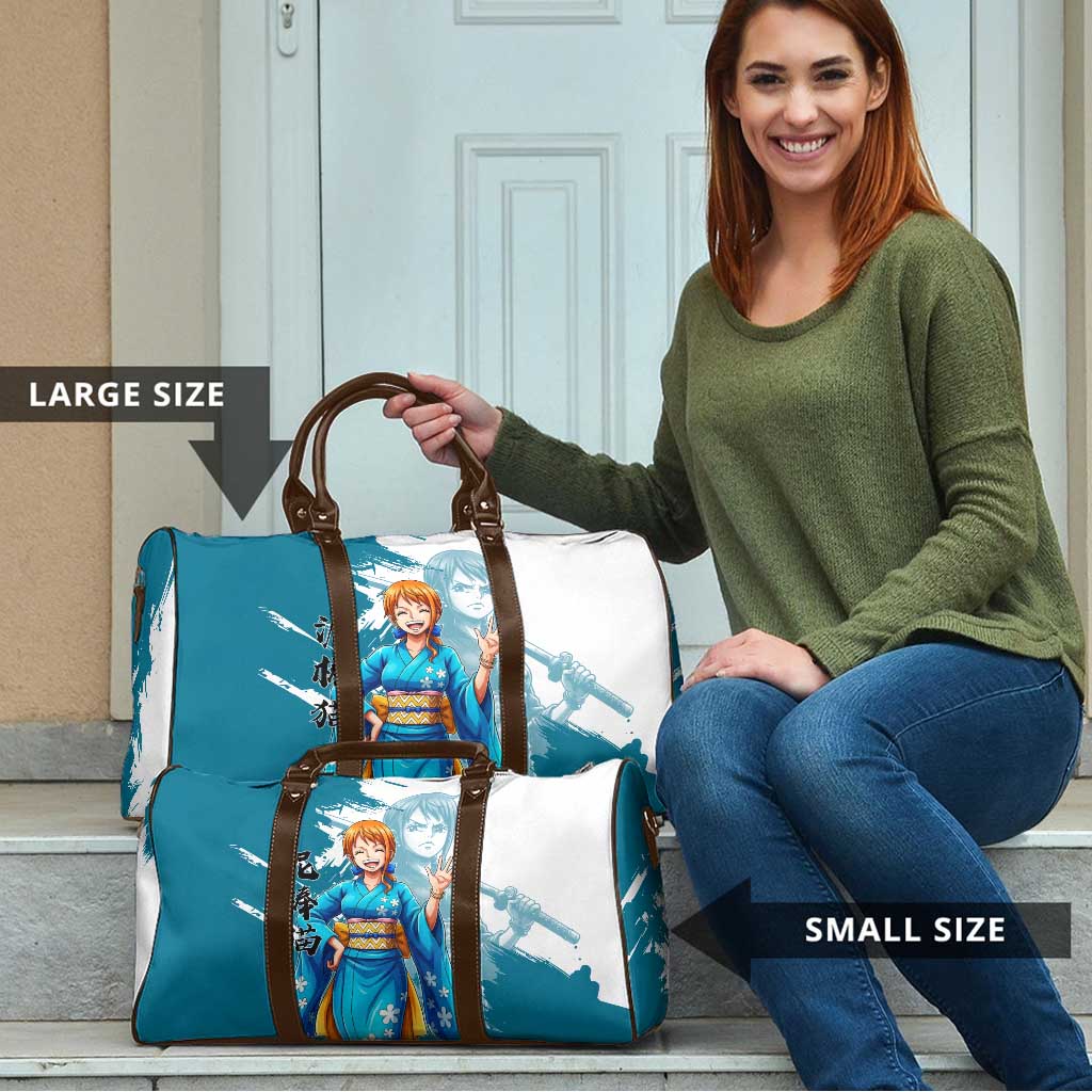 Wano Navigator Nami Travel Bag Floral Kimono Anime Brush Art