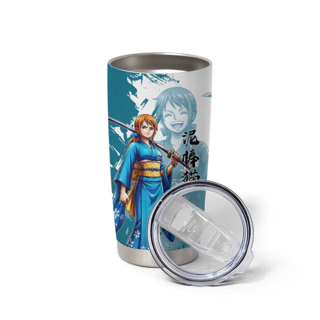 Wano Navigator Nami Tumbler Cup Floral Kimono Anime Brush Art
