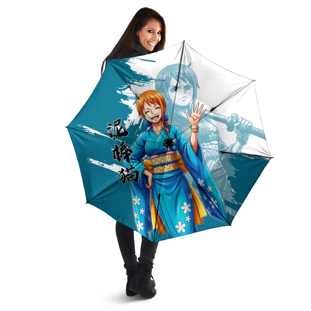 Wano Navigator Nami Umbrella Floral Kimono Anime Brush Art