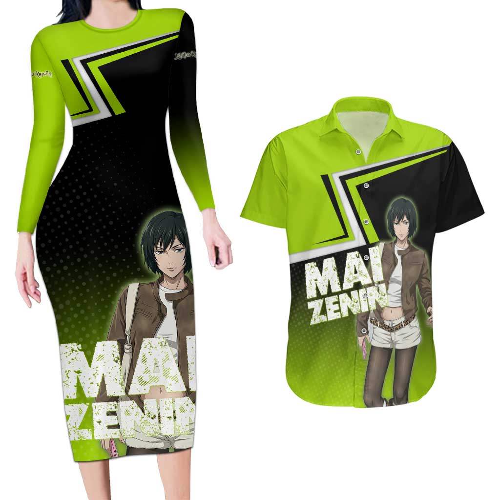 Mai Zenin Couples Matching Long Sleeve Bodycon Dress and Hawaiian Shirt Edgy Urban Anime Style