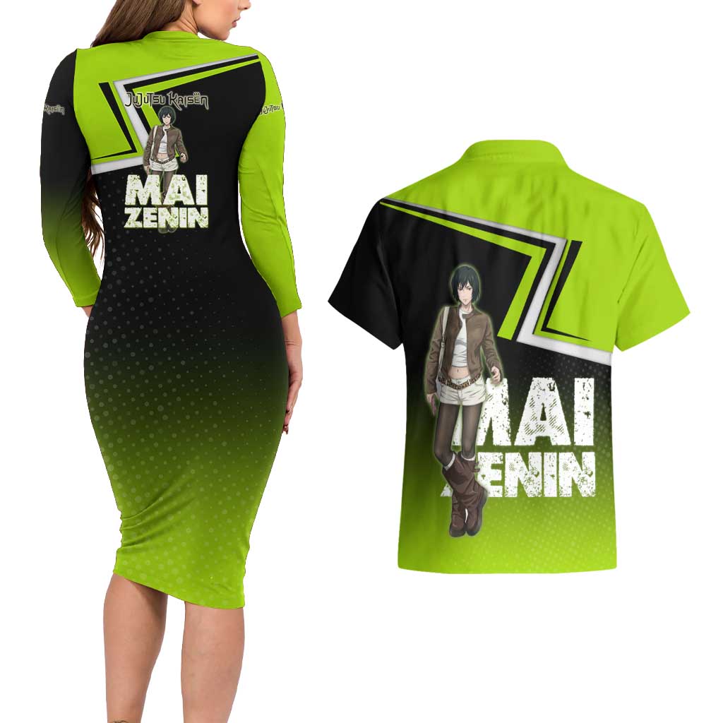 Mai Zenin Couples Matching Long Sleeve Bodycon Dress and Hawaiian Shirt Edgy Urban Anime Style