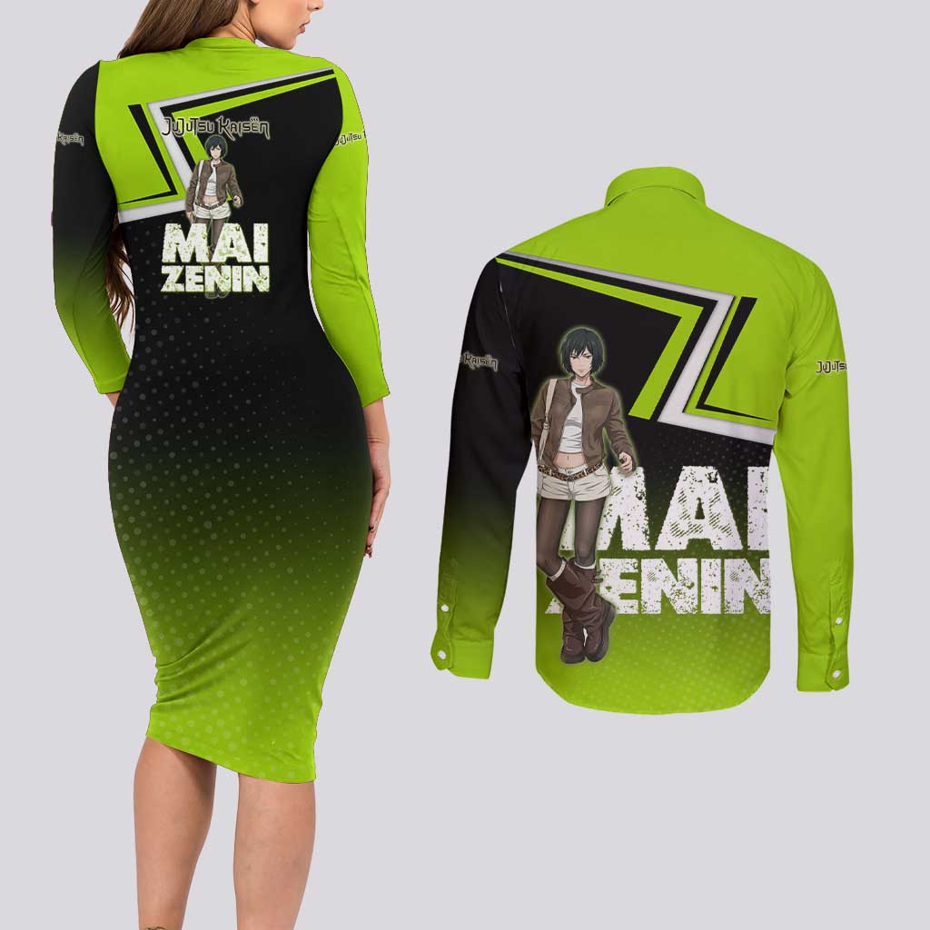 Mai Zenin Couples Matching Long Sleeve Bodycon Dress and Long Sleeve Button Shirt Edgy Urban Anime Style