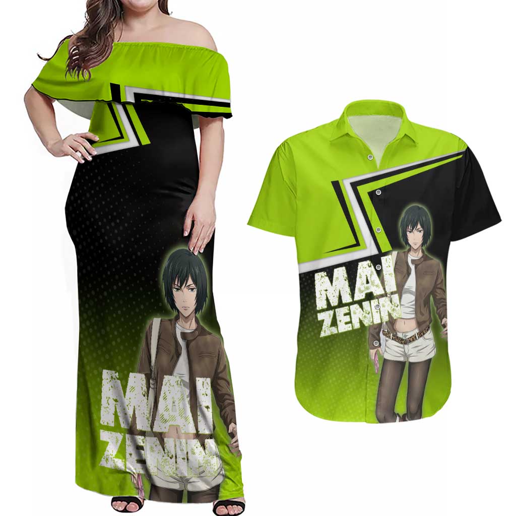 Mai Zenin Couples Matching Off Shoulder Maxi Dress and Hawaiian Shirt Edgy Urban Anime Style