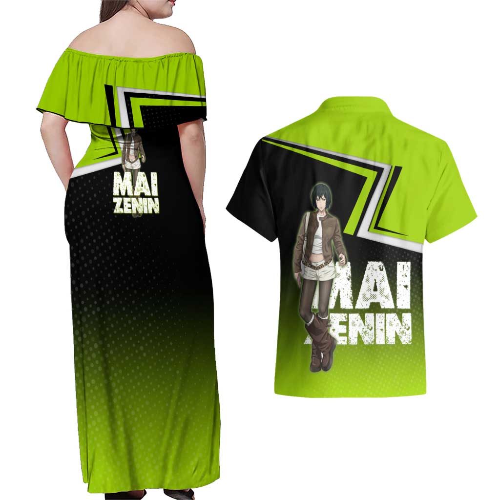 Mai Zenin Couples Matching Off Shoulder Maxi Dress and Hawaiian Shirt Edgy Urban Anime Style