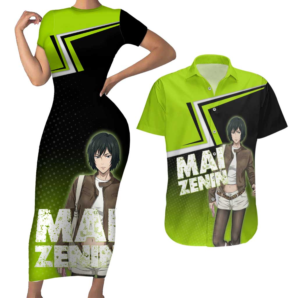Mai Zenin Couples Matching Short Sleeve Bodycon Dress and Hawaiian Shirt Edgy Urban Anime Style