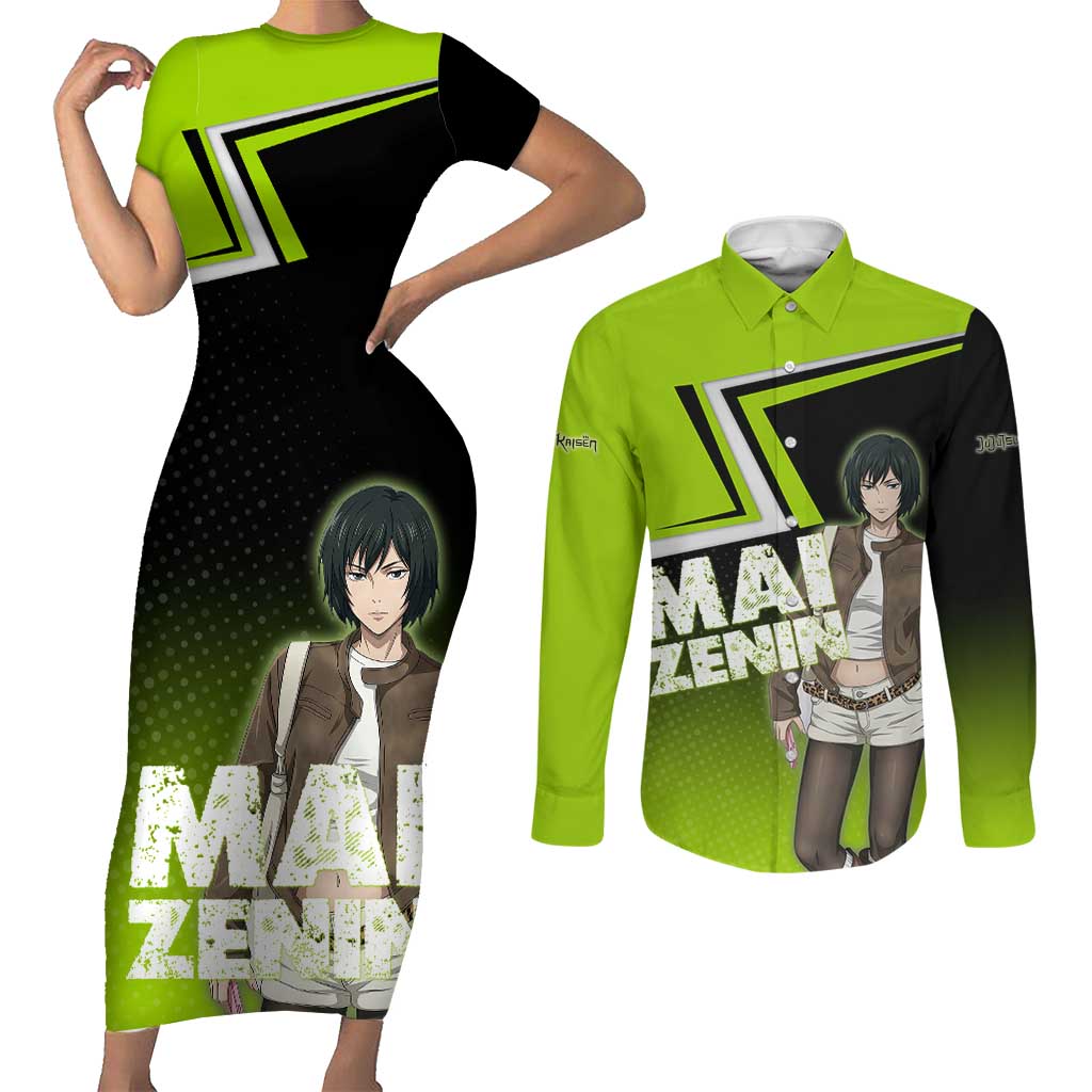 Mai Zenin Couples Matching Short Sleeve Bodycon Dress and Long Sleeve Button Shirt Edgy Urban Anime Style