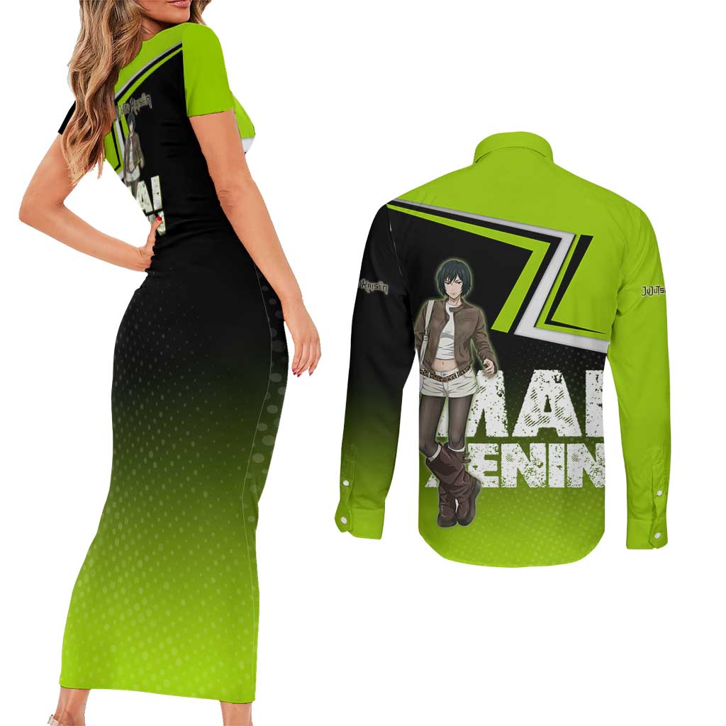 Mai Zenin Couples Matching Short Sleeve Bodycon Dress and Long Sleeve Button Shirt Edgy Urban Anime Style