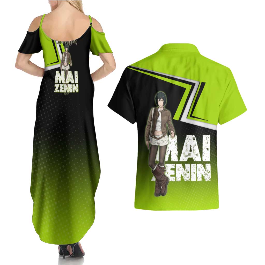 Mai Zenin Couples Matching Summer Maxi Dress and Hawaiian Shirt Edgy Urban Anime Style