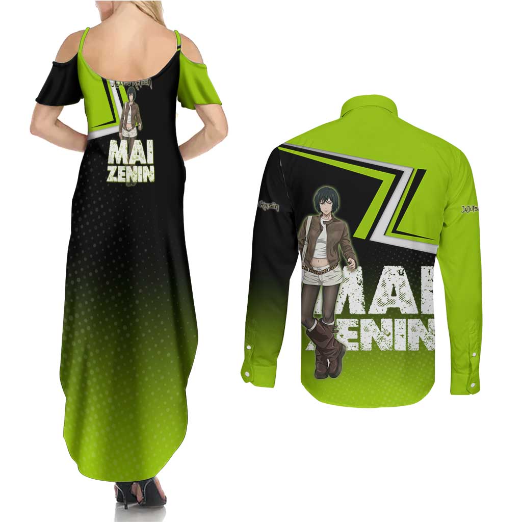 Mai Zenin Couples Matching Summer Maxi Dress and Long Sleeve Button Shirt Edgy Urban Anime Style