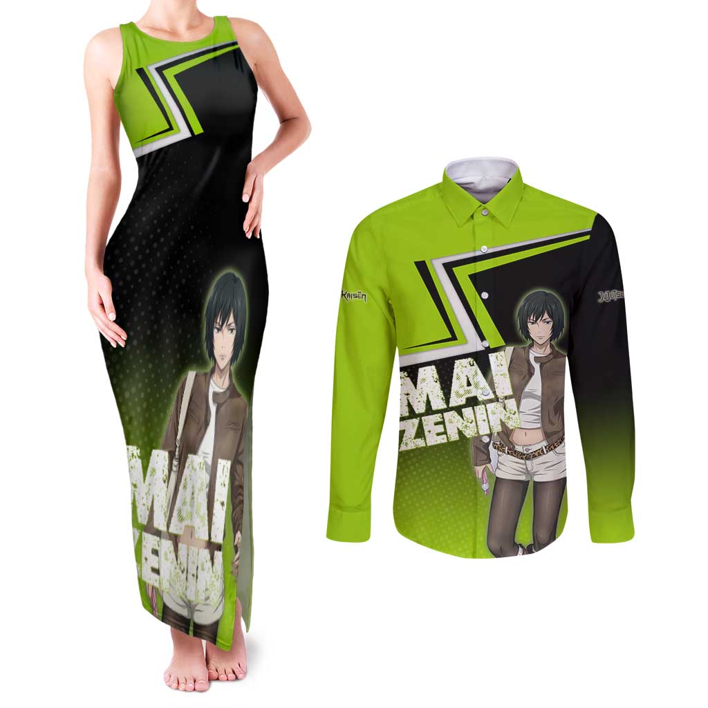 Mai Zenin Couples Matching Tank Maxi Dress and Long Sleeve Button Shirt Edgy Urban Anime Style