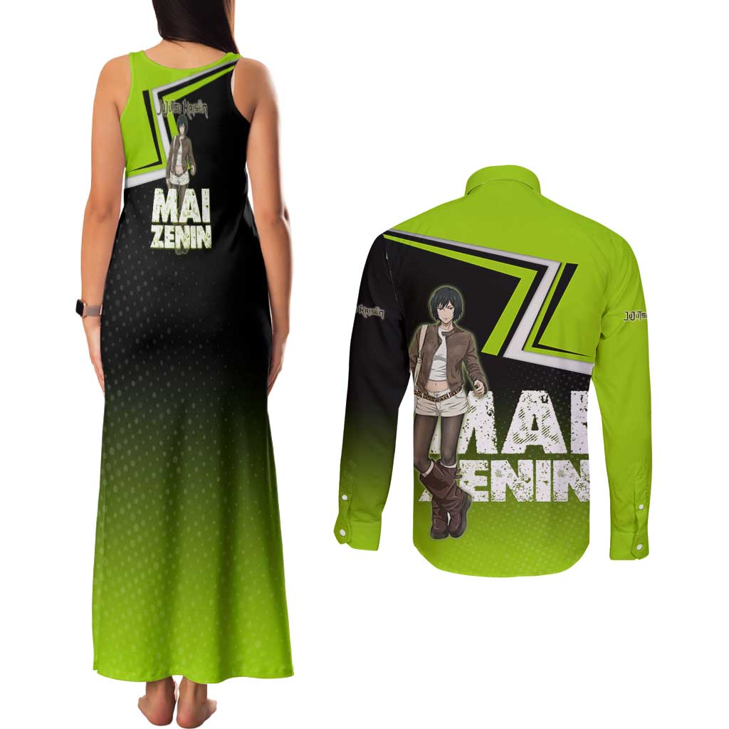 Mai Zenin Couples Matching Tank Maxi Dress and Long Sleeve Button Shirt Edgy Urban Anime Style