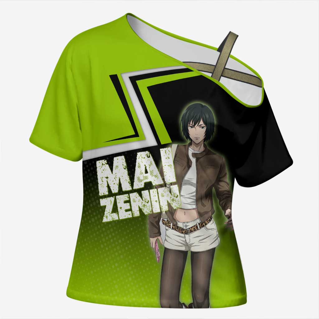 Mai Zenin Cross Shoulder Shirt Edgy Urban Anime Style