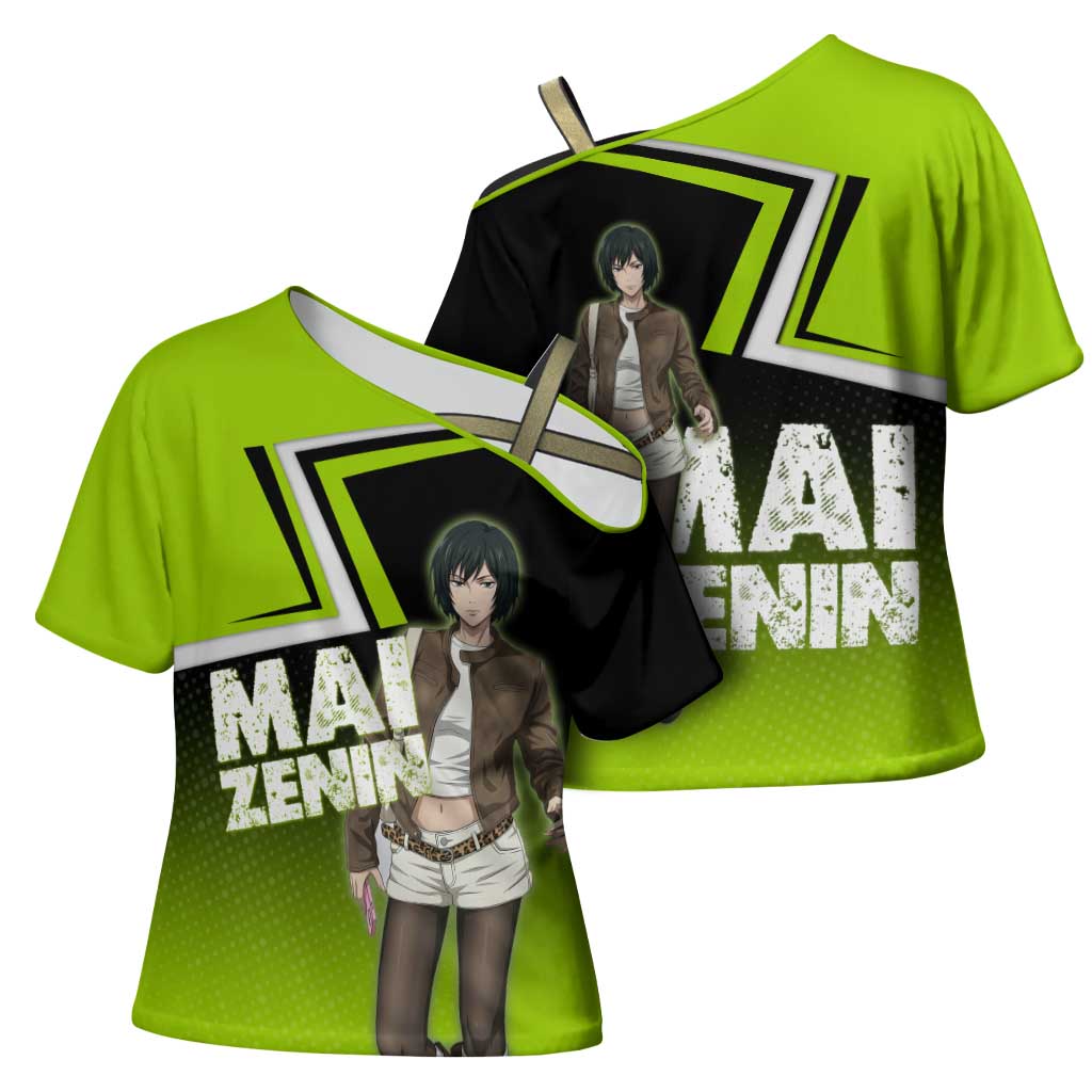 Mai Zenin Cross Shoulder Shirt Edgy Urban Anime Style
