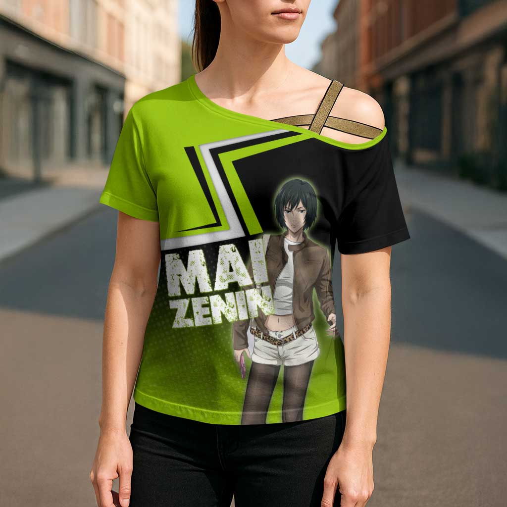 Mai Zenin Cross Shoulder Shirt Edgy Urban Anime Style