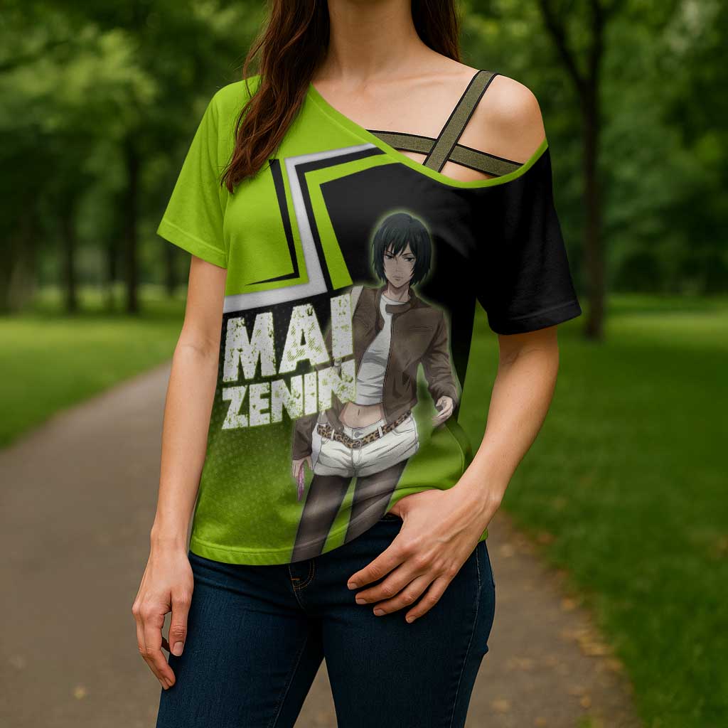 Mai Zenin Cross Shoulder Shirt Edgy Urban Anime Style