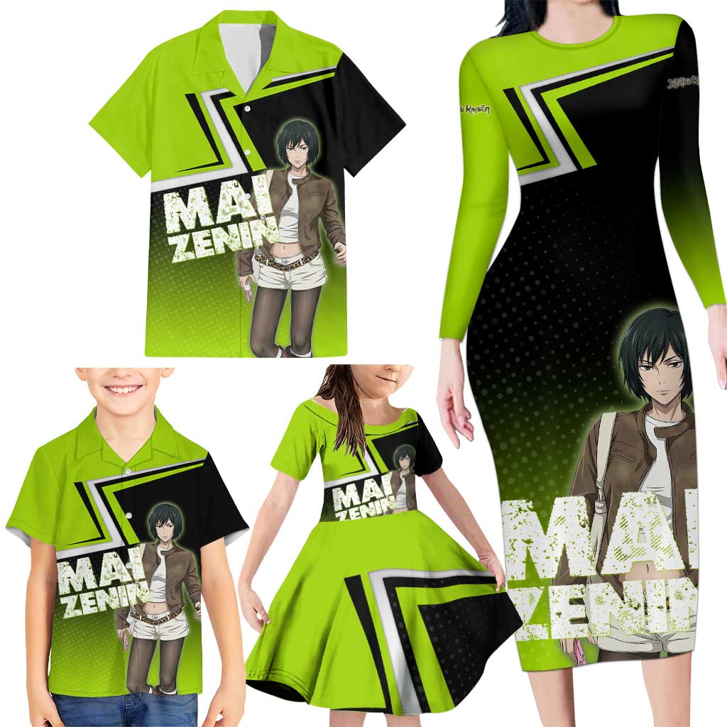 Mai Zenin Family Matching Long Sleeve Bodycon Dress and Hawaiian Shirt Edgy Urban Anime Style