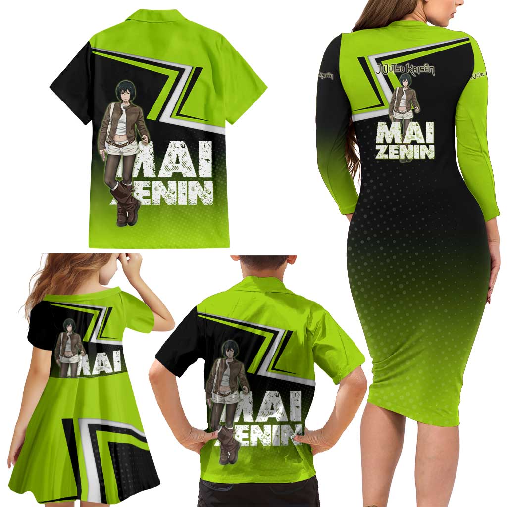 Mai Zenin Family Matching Long Sleeve Bodycon Dress and Hawaiian Shirt Edgy Urban Anime Style