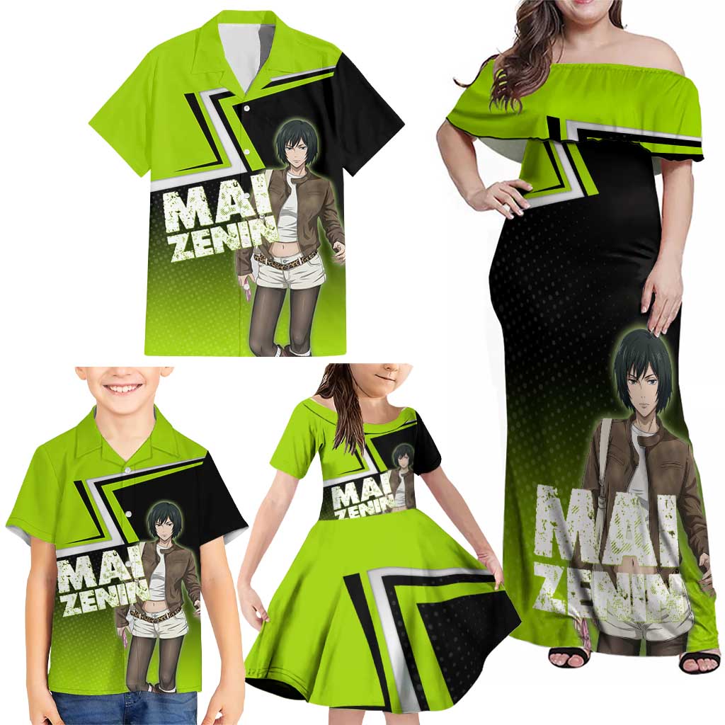 Mai Zenin Family Matching Off Shoulder Maxi Dress and Hawaiian Shirt Edgy Urban Anime Style