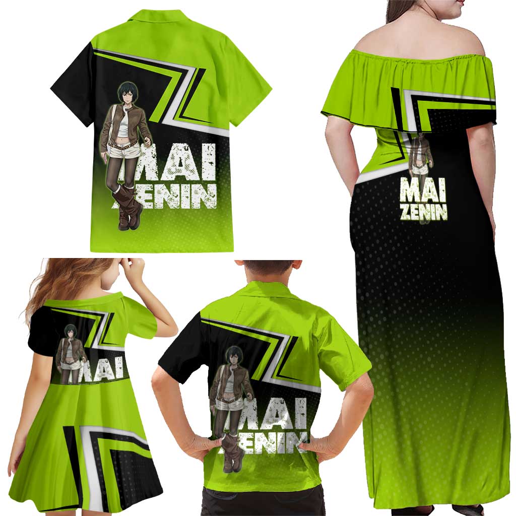 Mai Zenin Family Matching Off Shoulder Maxi Dress and Hawaiian Shirt Edgy Urban Anime Style
