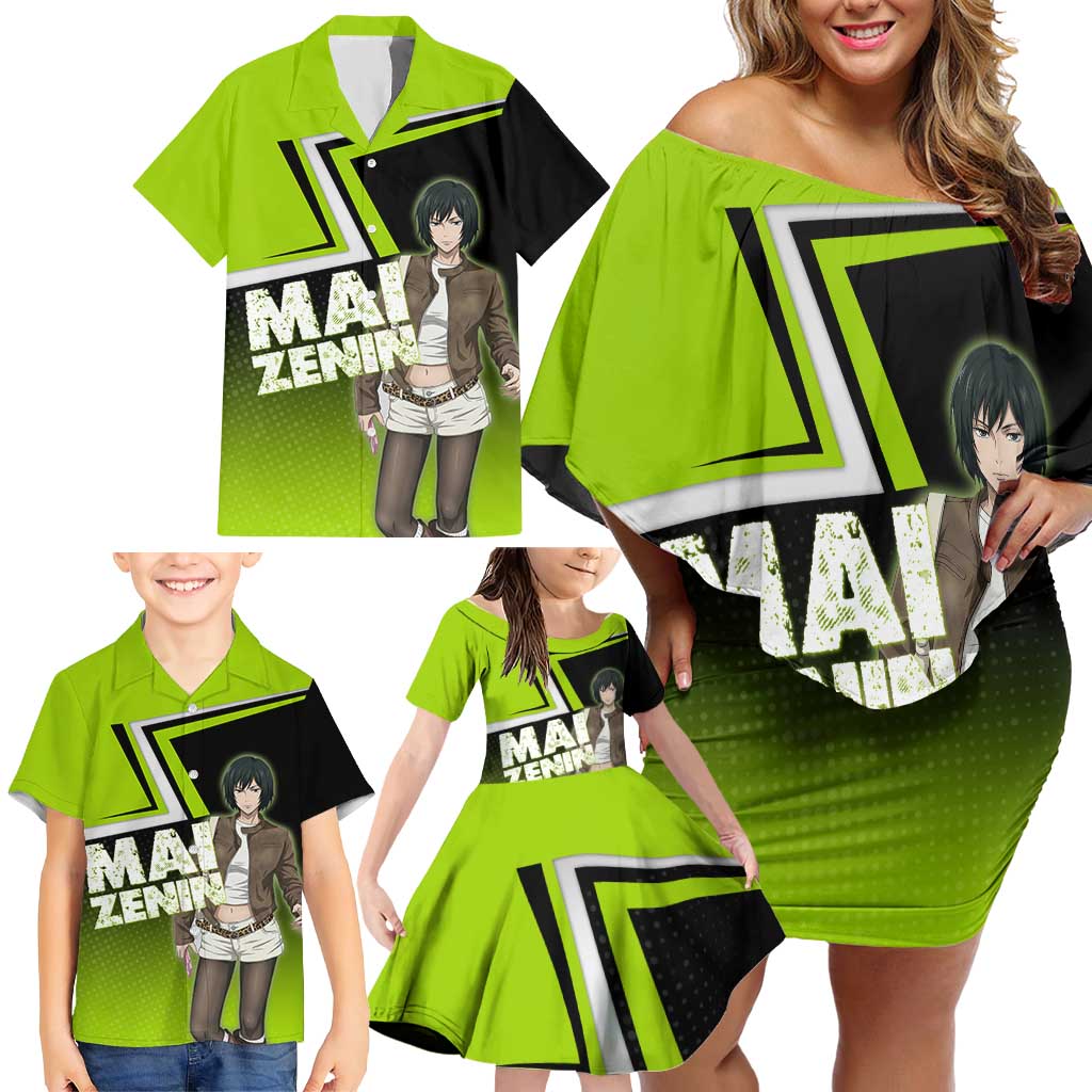 Mai Zenin Family Matching Off Shoulder Short Dress and Hawaiian Shirt Edgy Urban Anime Style