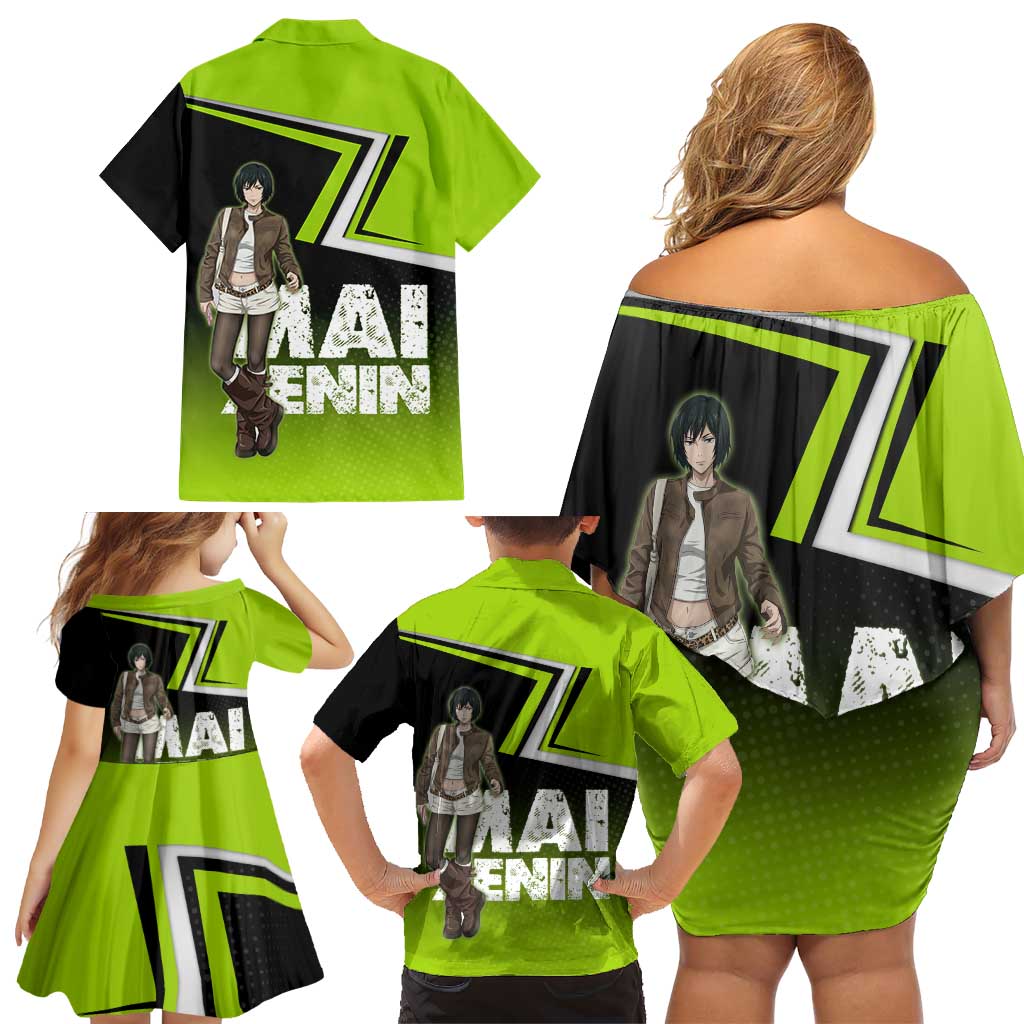 Mai Zenin Family Matching Off Shoulder Short Dress and Hawaiian Shirt Edgy Urban Anime Style