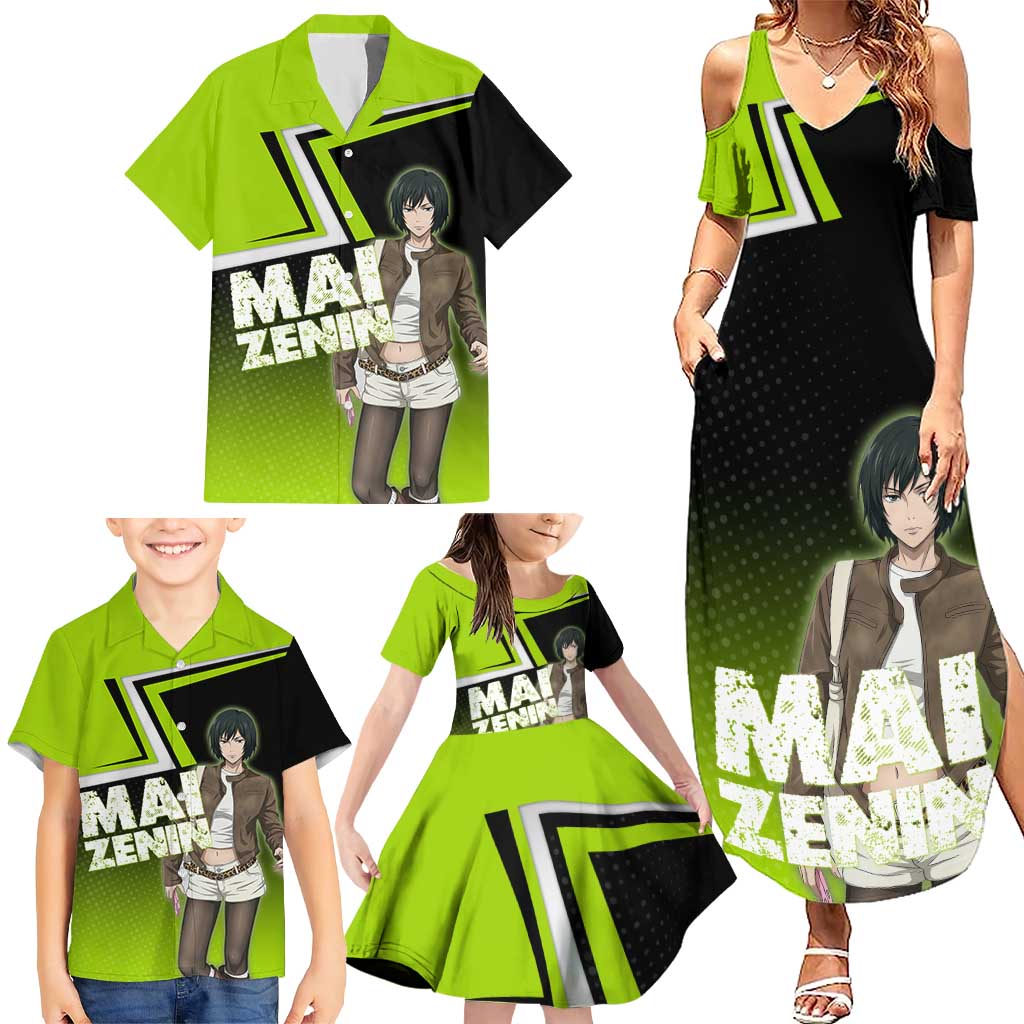Mai Zenin Family Matching Summer Maxi Dress and Hawaiian Shirt Edgy Urban Anime Style
