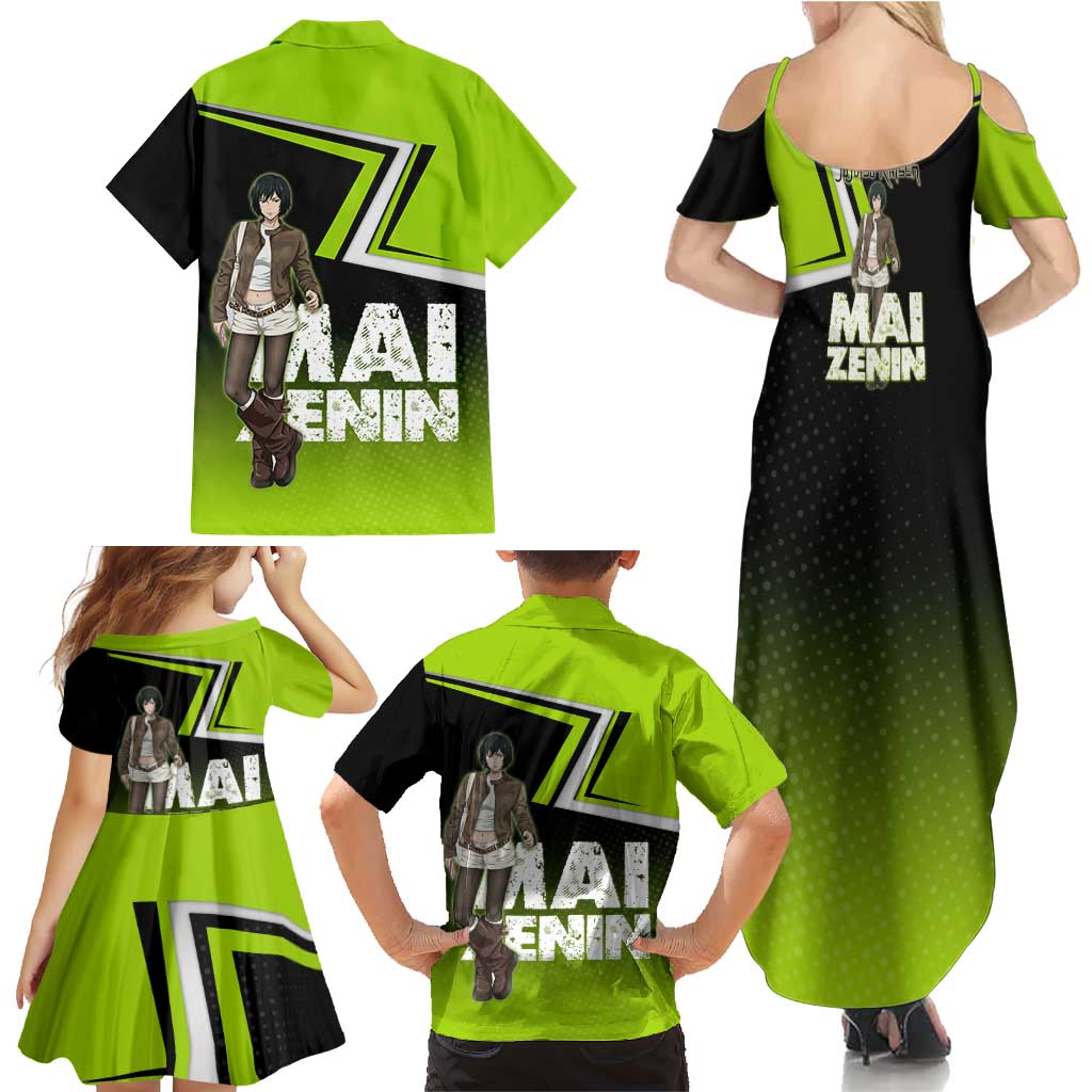 Mai Zenin Family Matching Summer Maxi Dress and Hawaiian Shirt Edgy Urban Anime Style
