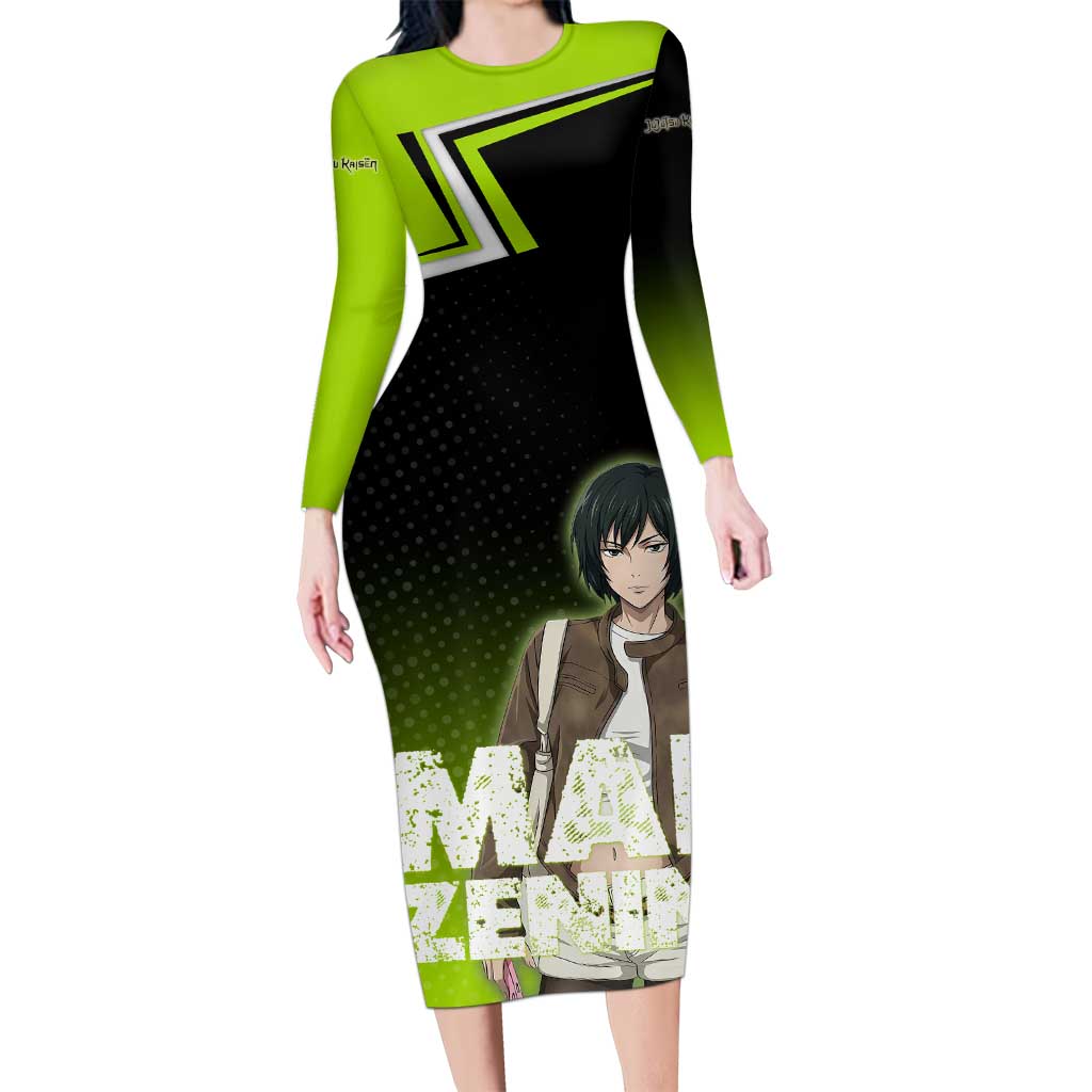 Mai Zenin Long Sleeve Bodycon Dress Edgy Urban Anime Style