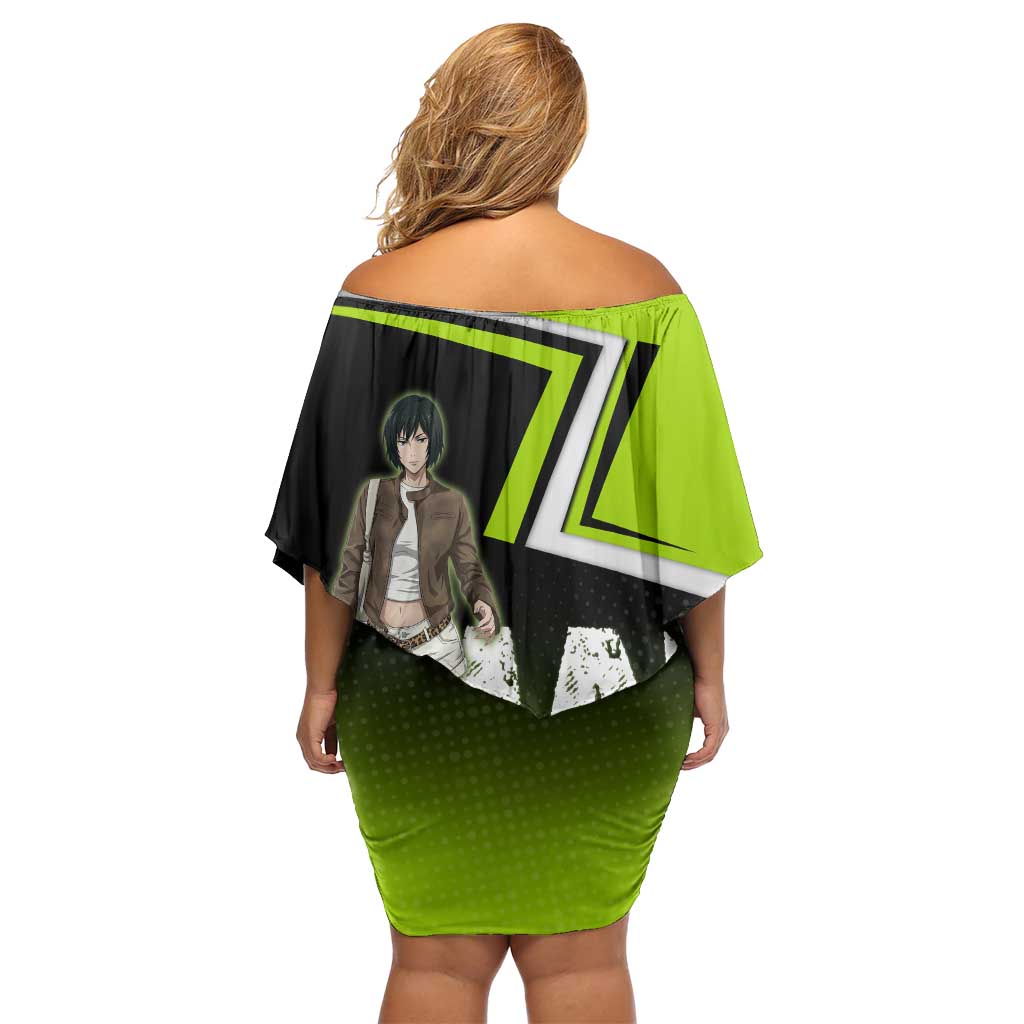 Mai Zenin Off Shoulder Short Dress Edgy Urban Anime Style