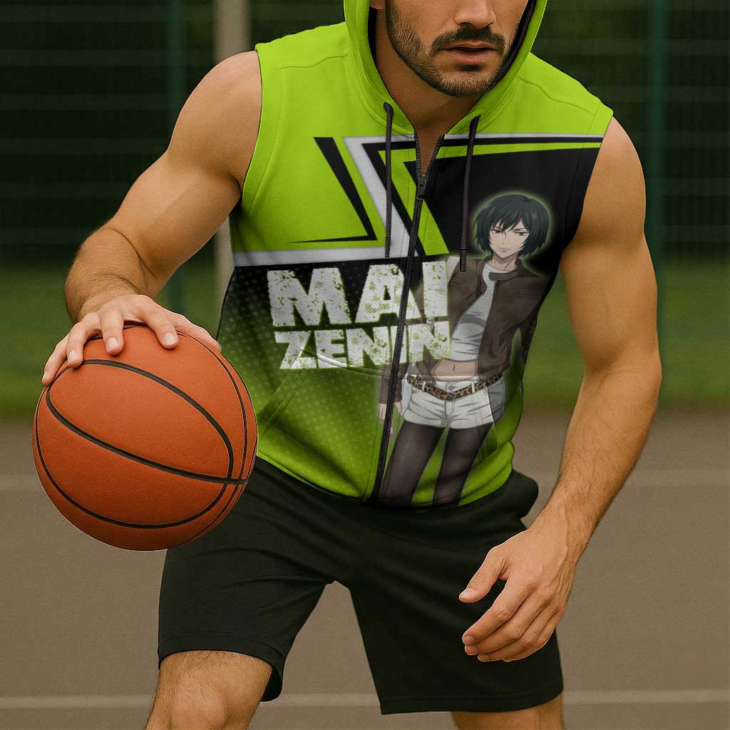Mai Zenin Sleeveless Zip Hoodie Edgy Urban Anime Style
