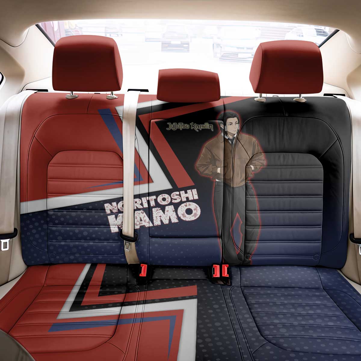 Noritoshi Kamo Back Car Seat Cover Red and Navy Anime Style