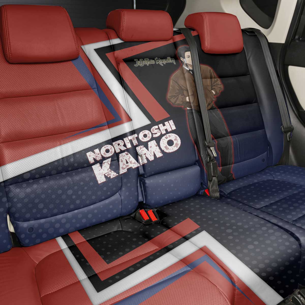 Noritoshi Kamo Back Car Seat Cover Red and Navy Anime Style