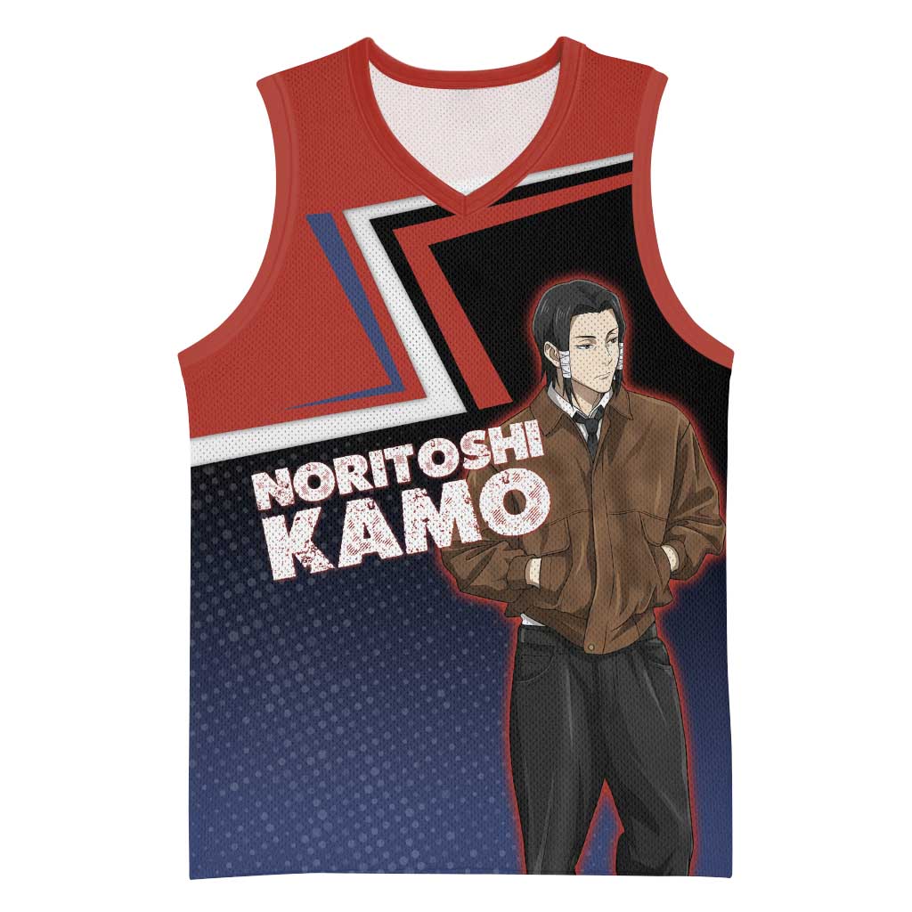 Noritoshi Kamo Basketball Jersey Red and Navy Anime Style