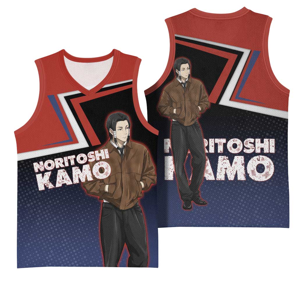 Noritoshi Kamo Basketball Jersey Red and Navy Anime Style