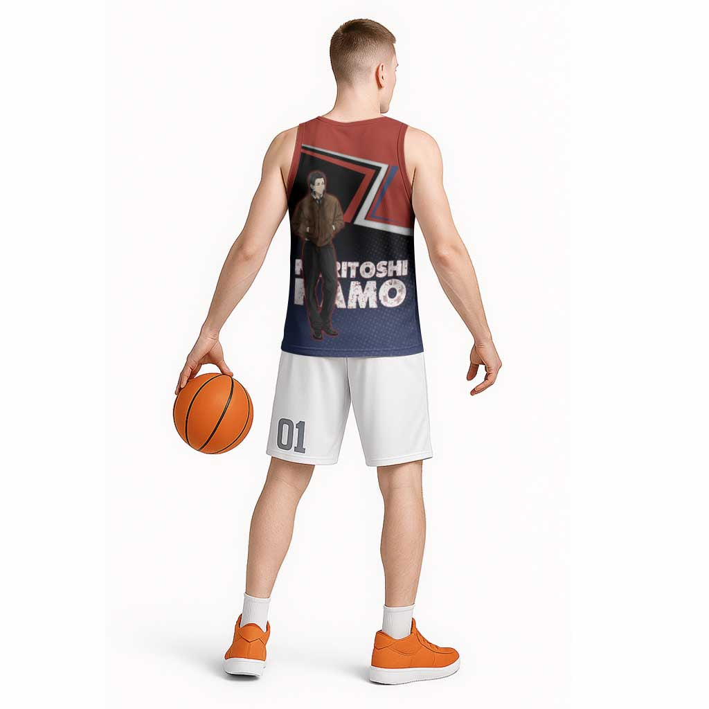Noritoshi Kamo Basketball Jersey Red and Navy Anime Style